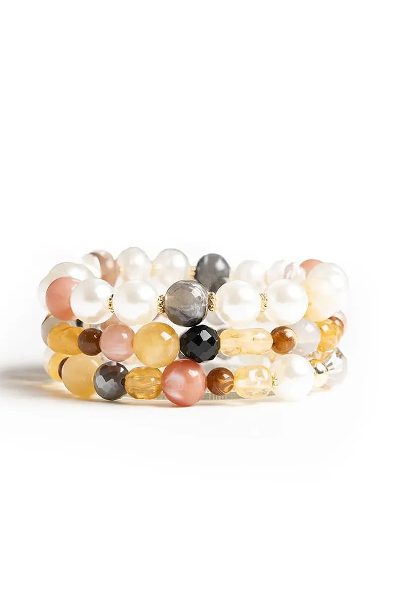 MYA ACCESSORIES | Bracciale elastico tre linee con sfere - 2