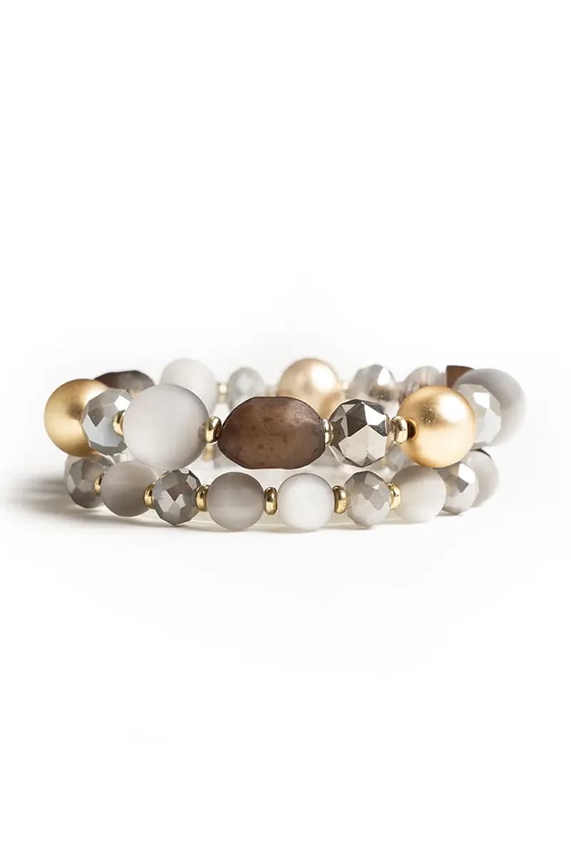 MYA ACCESSORIES | Bracciale elastico due linee con sfere - 2