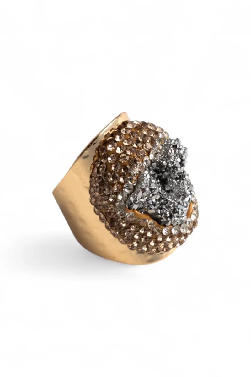 MYA ACCESSORIES | Anello in metallo regolabile con pietre - 2