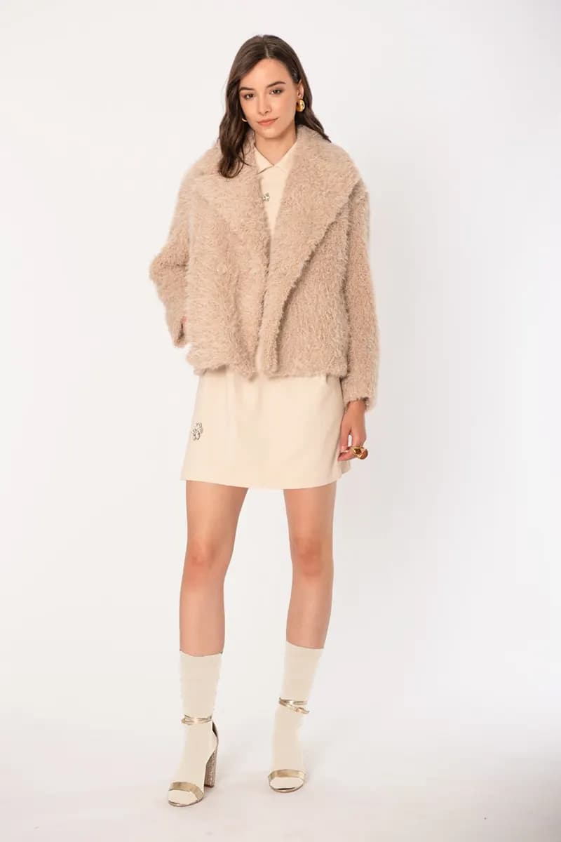 NO-NA' | Cappotto corto in tessuto teddy con tasche - 5