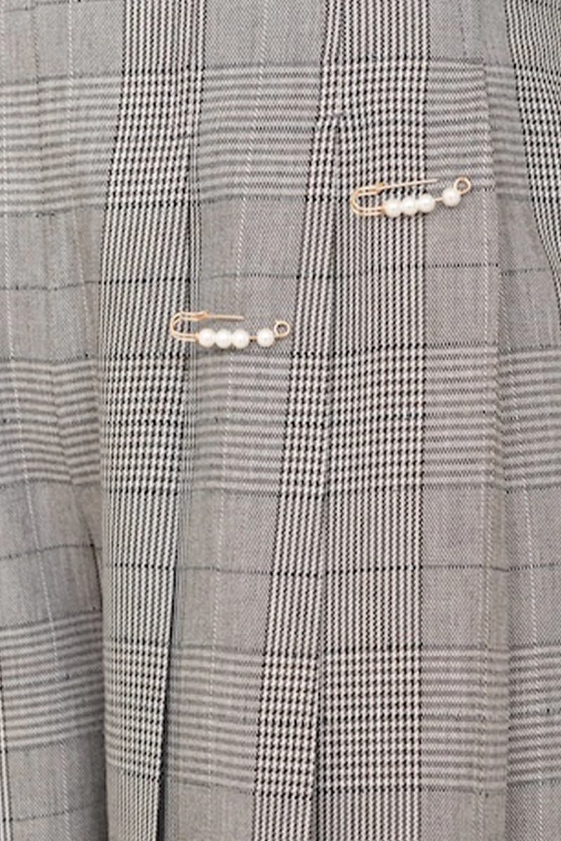 NO-NA' | Pantalone ampio check con spille perla - 2