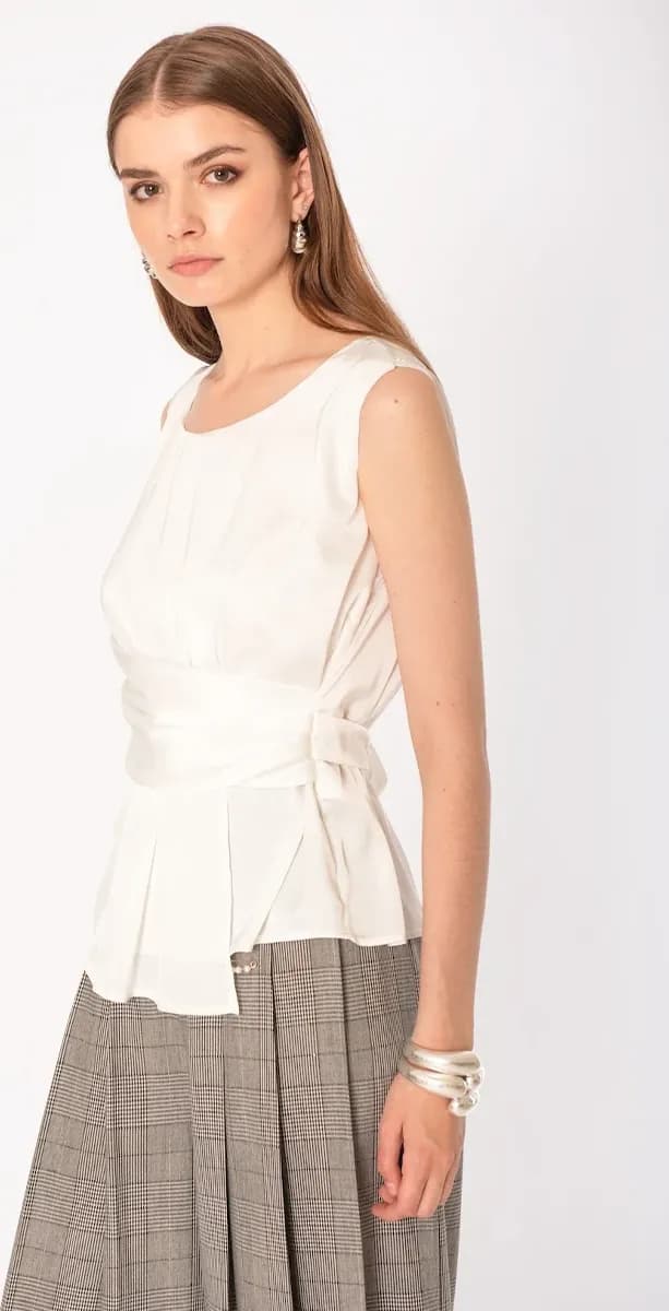 NO-NA' | Pantalone ampio check con spille perla - 4