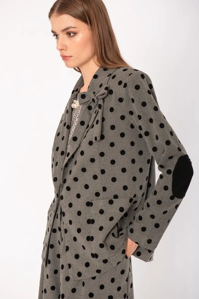 NO-NA' | Blazer pois floccato con fiocco e toppe - 5