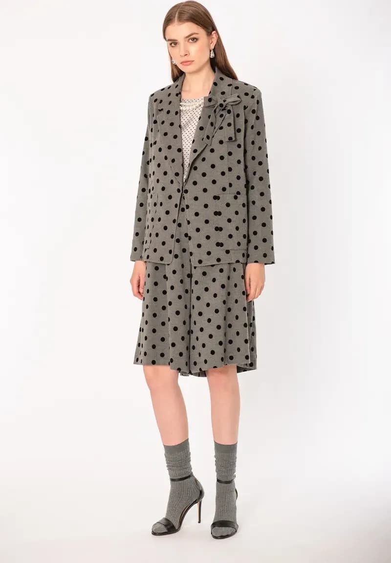 NO-NA' | Blazer pois floccato con fiocco e toppe - 3
