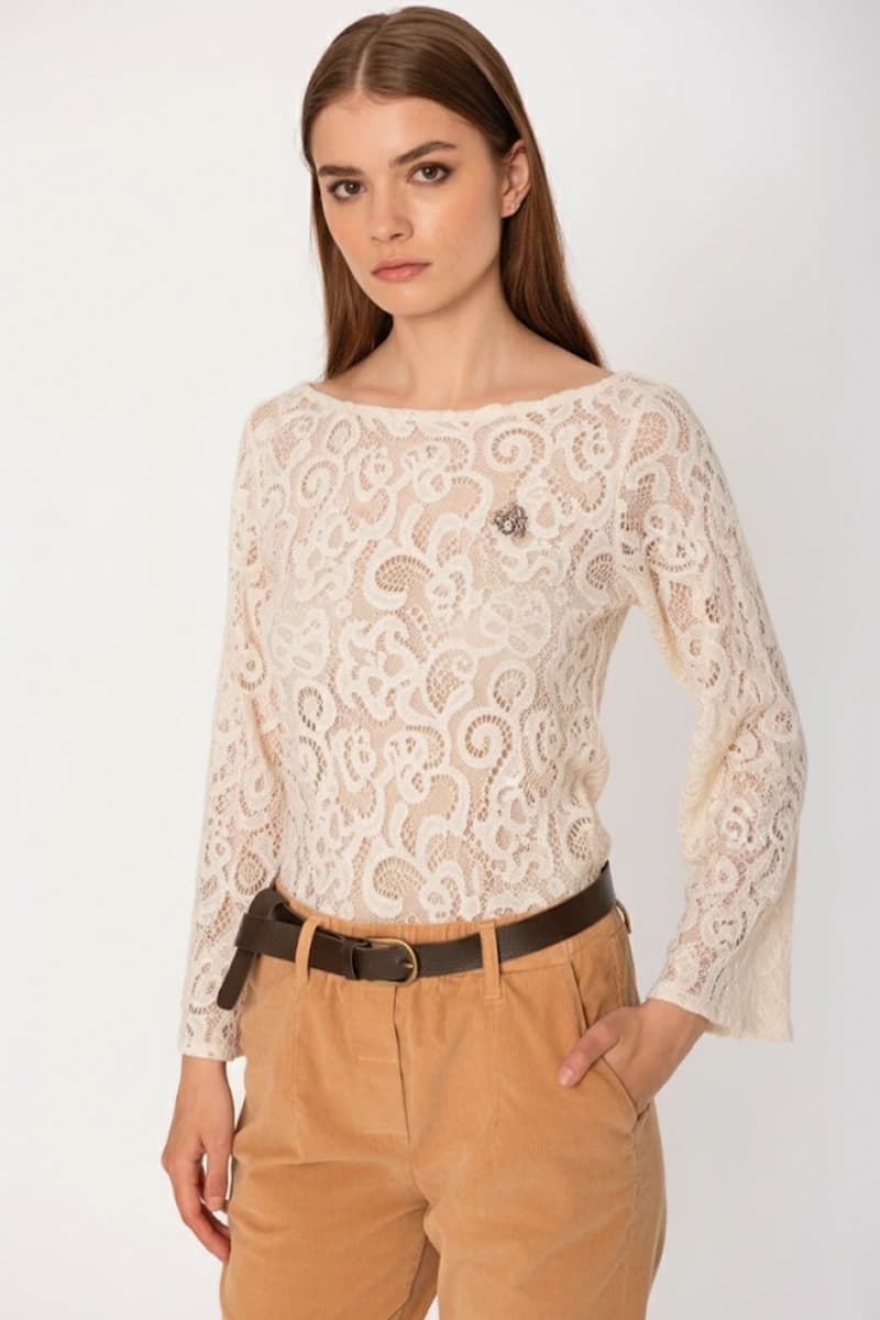 NO-NA' | Maglia in pizzo con spille - 7