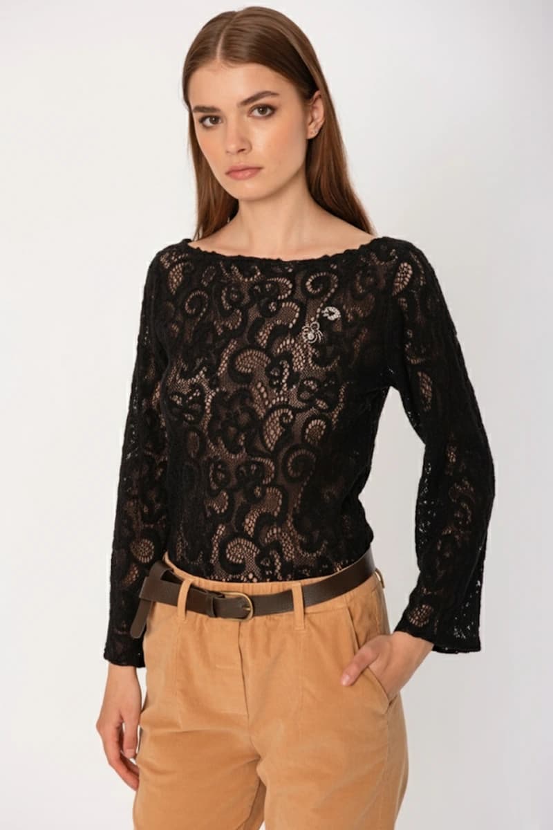 NO-NA' | Maglia in pizzo con spille - 6