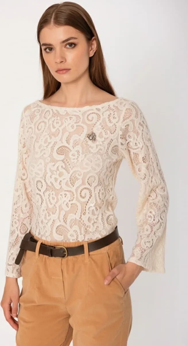 NO-NA' | Maglia in pizzo con spille - 4