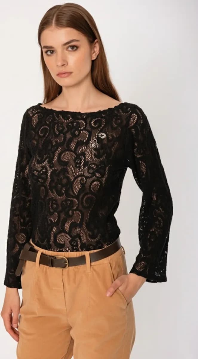 NO-NA' | Maglia in pizzo con spille - 5