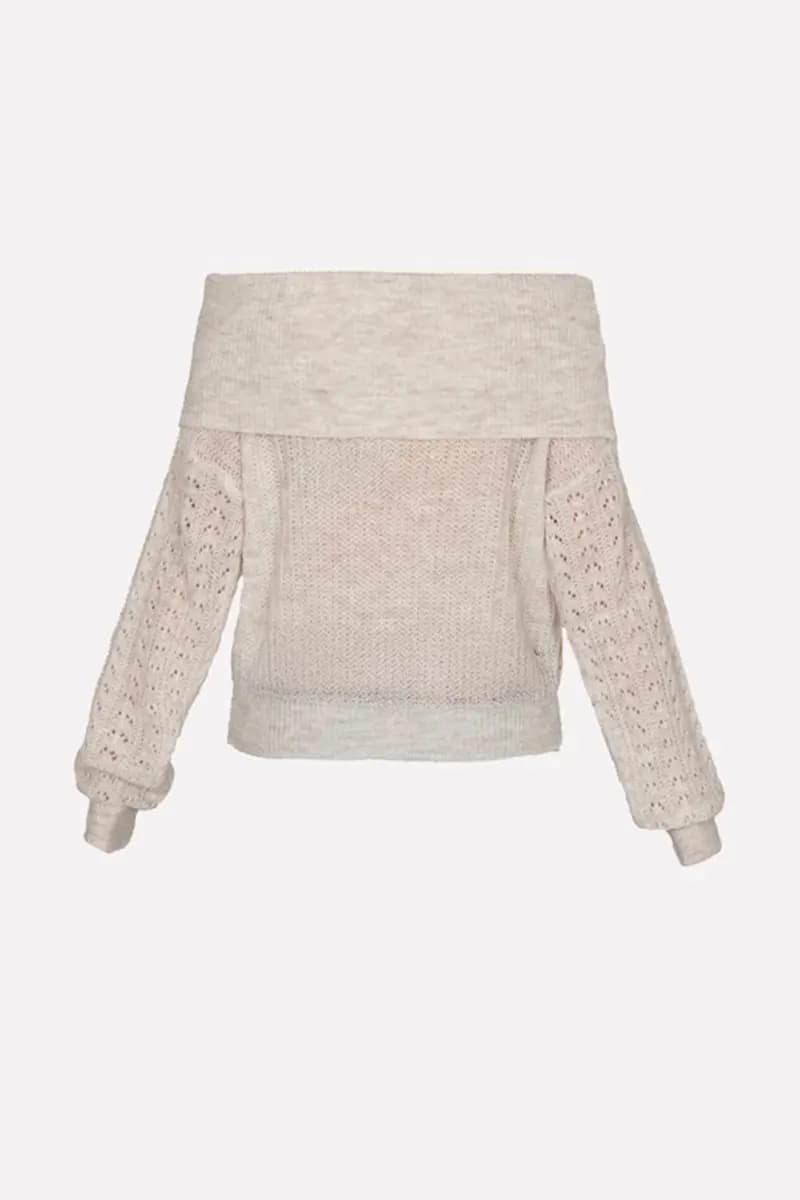 SISTE'S | Maglia crochet scollo barca con strassini - 3