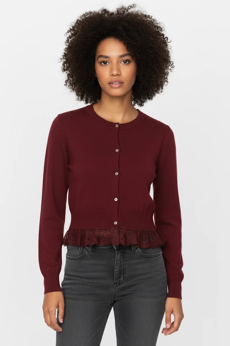 SISTE'S | Cardigan corto con bordo in pizzo - 2