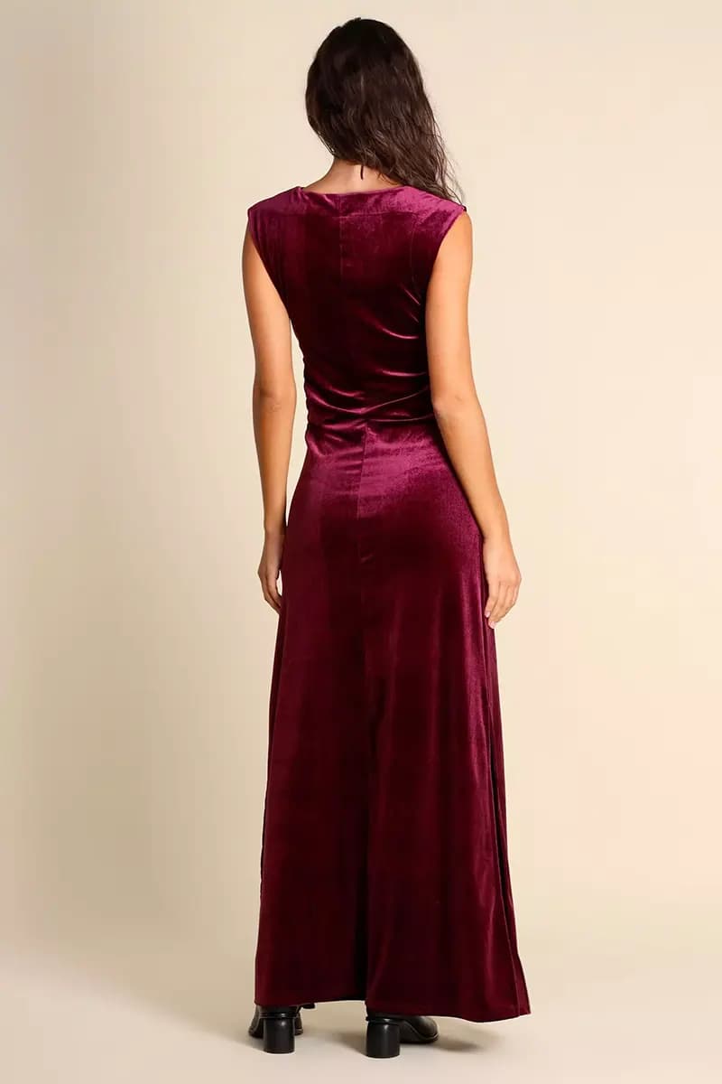 JUSTMINE | Abito lungo in jersey di velluto stretch - 2