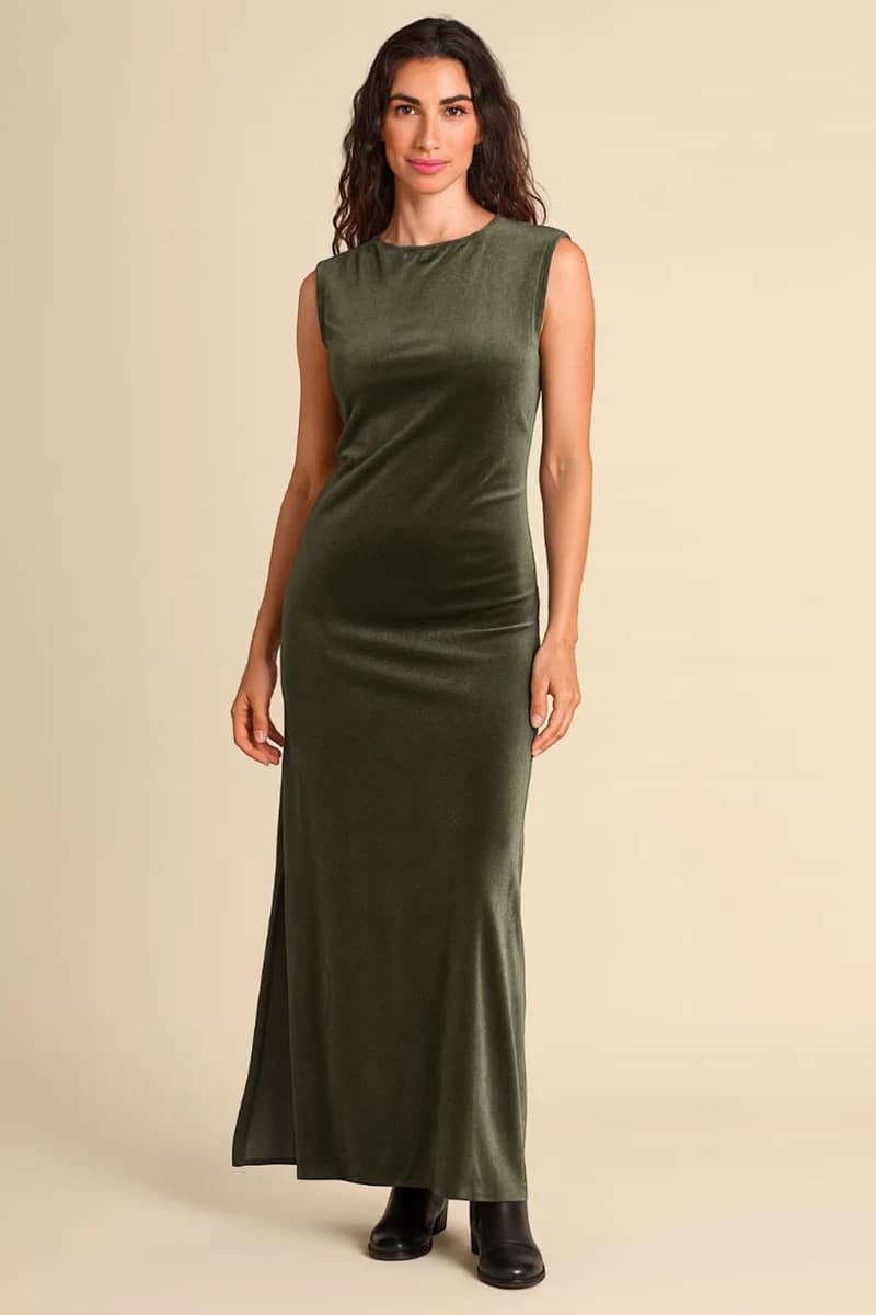 JUSTMINE | Abito lungo in jersey di velluto stretch - 6