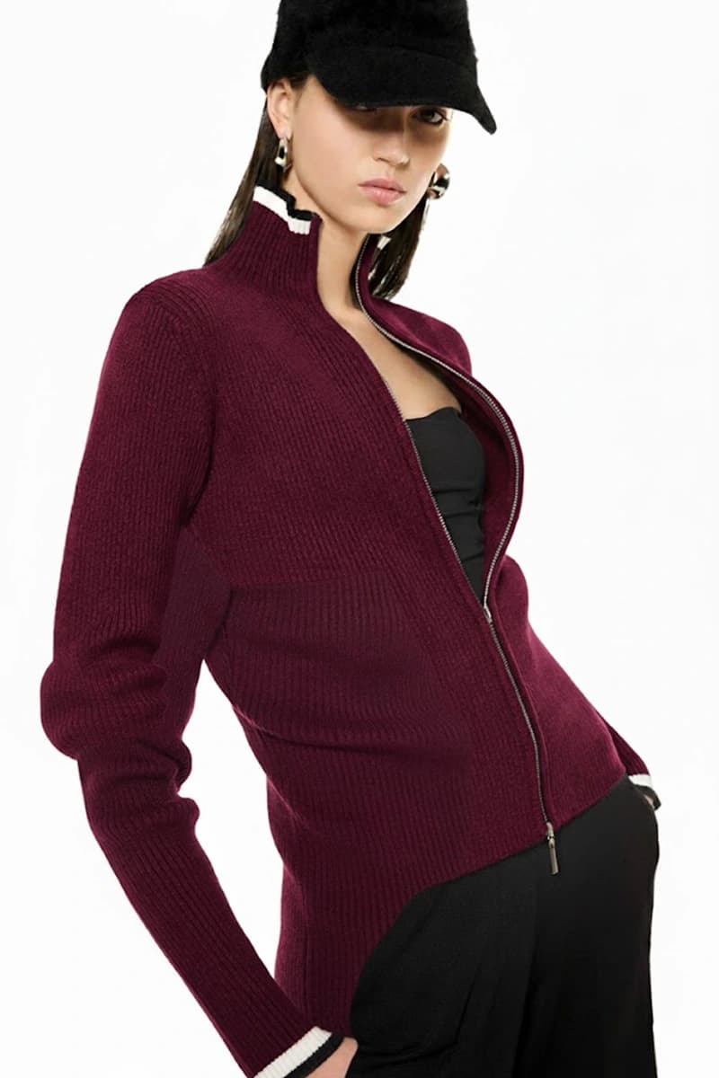 VERDISSIMA | Maglia lupetto a coste con zip frontale - 4
