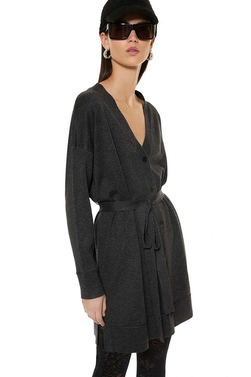 VERDISSIMA | Cardigan lungo con cintura - 4