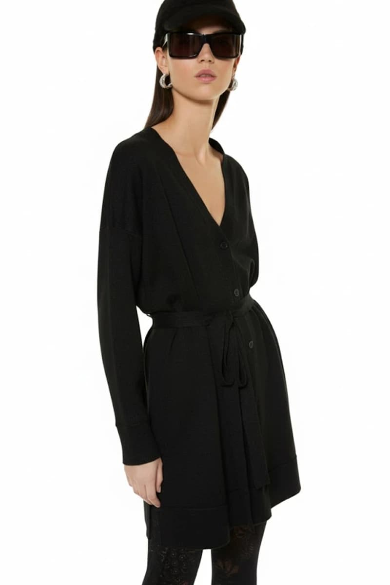 VERDISSIMA | Cardigan lungo con cintura - 2