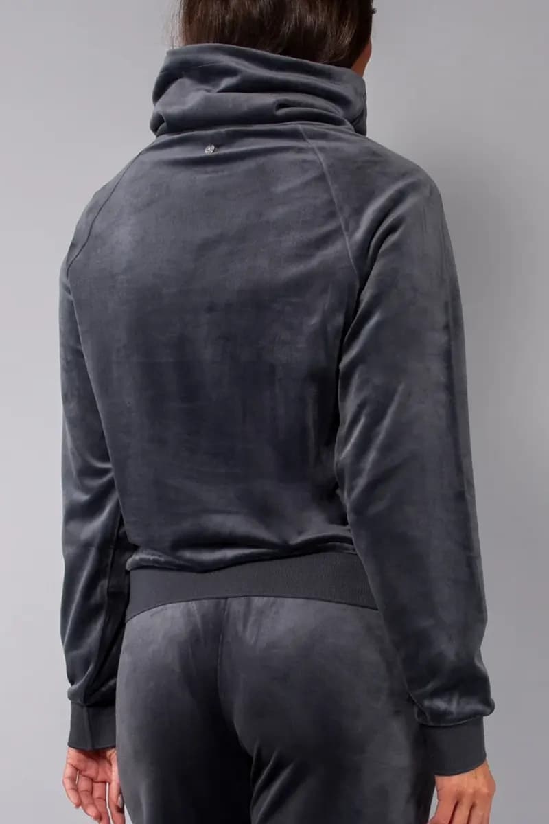 VERDISSIMA | Felpa ciniglia con collo coulisse - 2