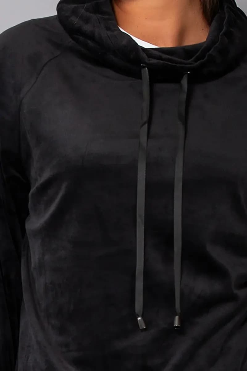 VERDISSIMA | Felpa ciniglia con collo coulisse - 7
