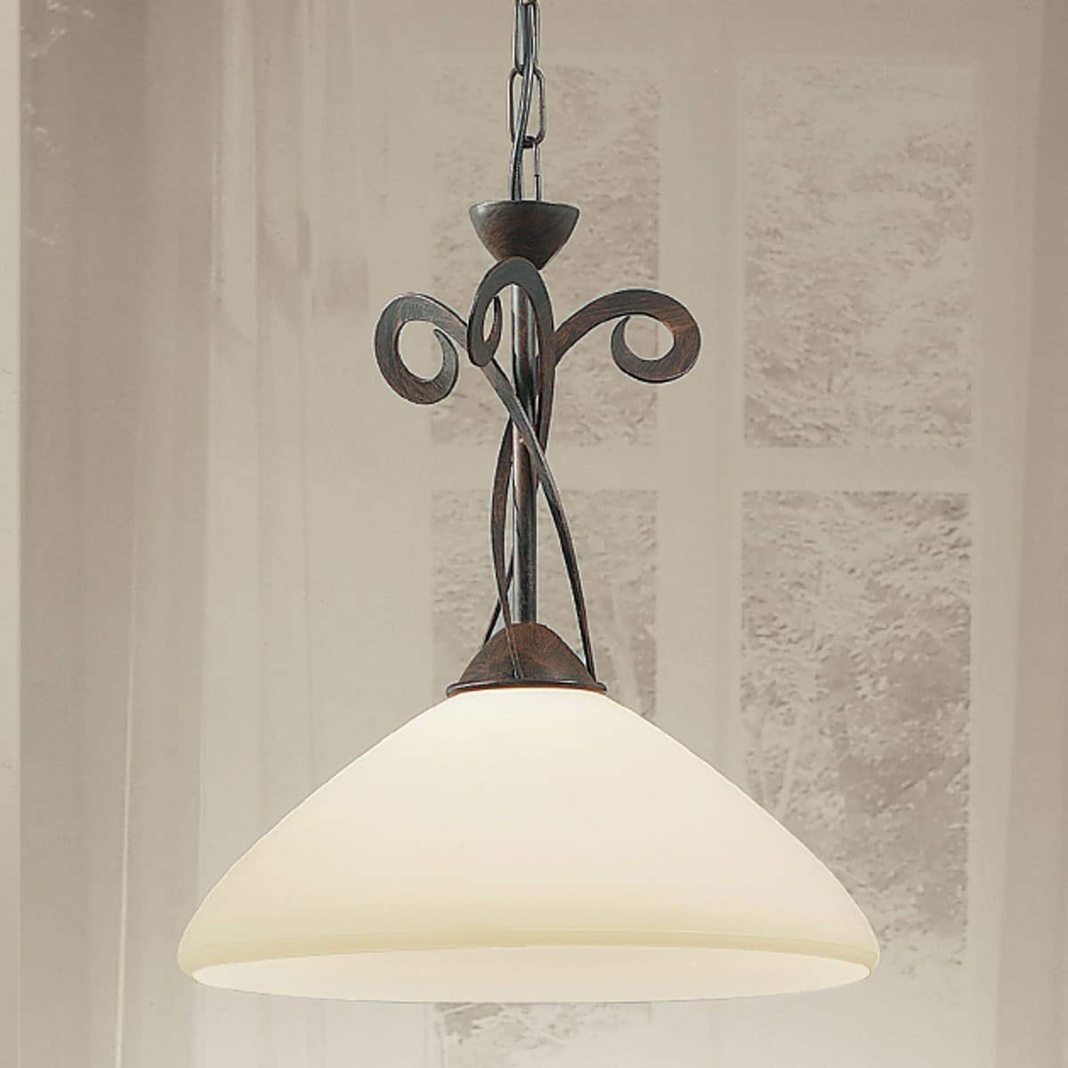 Lampadario classico LAM 1945 1S E27 LED metallo vetro sospensione - 12