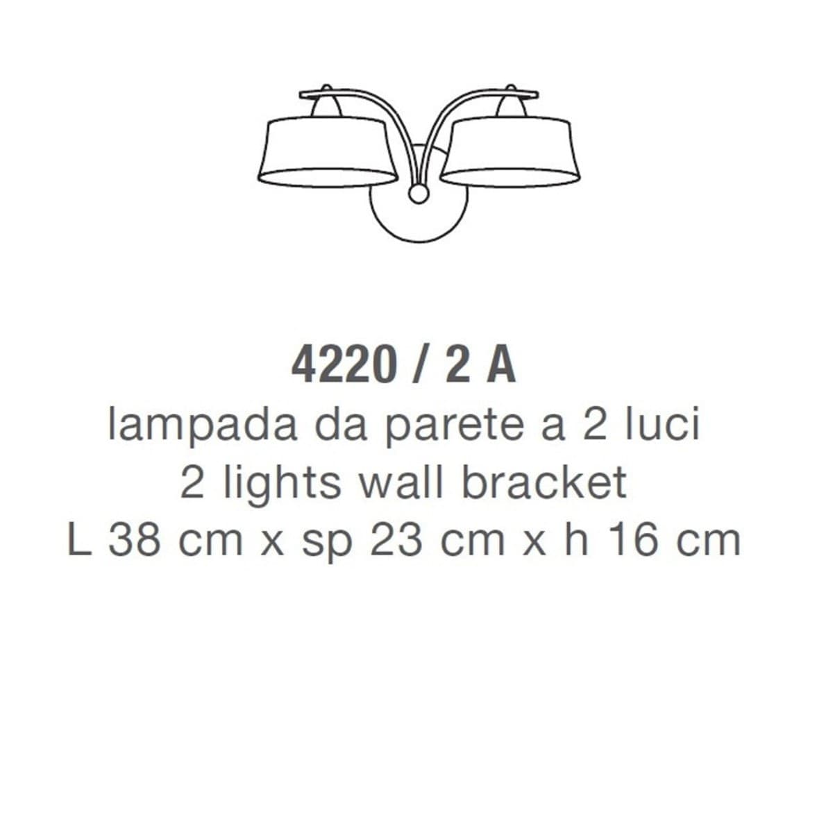 Applique classico LAM 4220 2A E14 LED metallo vetro lampada parete - 2