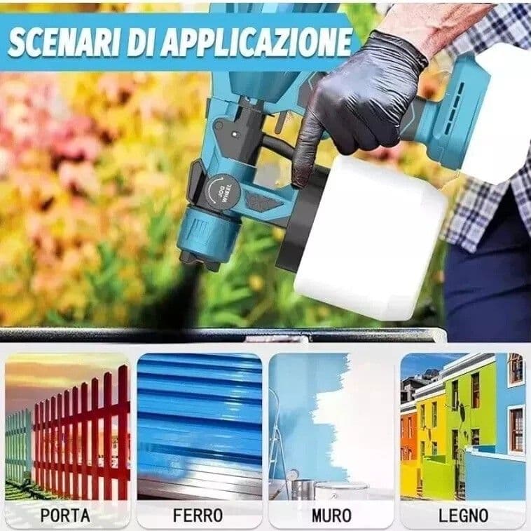 Pistola a Spruzzo Elettrica per Vernice 2 Batterie 48V Serbatoio Pittura 800ML - 12