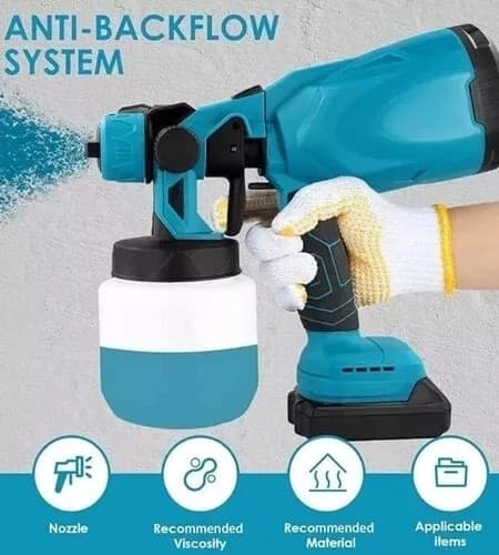 Pistola a Spruzzo Elettrica per Vernice 2 Batterie 48V Serbatoio Pittura 800ML - 8