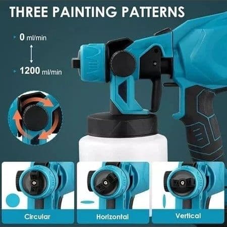 Pistola a Spruzzo Elettrica per Vernice 2 Batterie 48V Serbatoio Pittura 800ML - 9