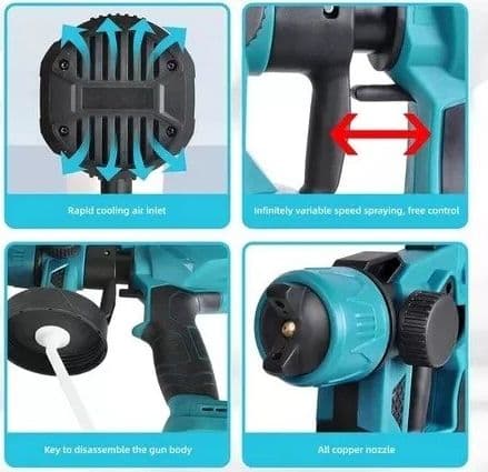Pistola a Spruzzo Elettrica per Vernice 2 Batterie 48V Serbatoio Pittura 800ML - 10