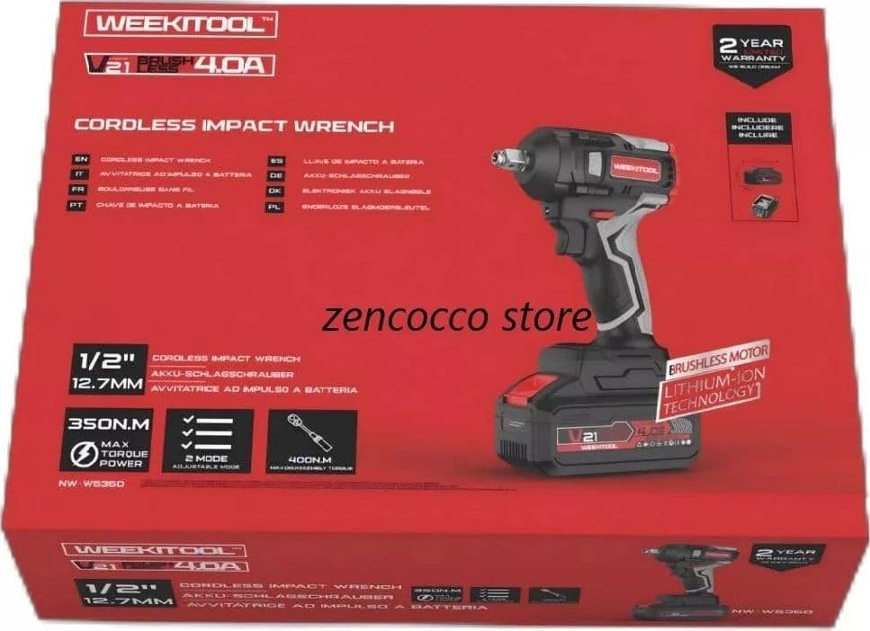 TRAPANO AVVITATORE A IMPULSO 2 BATTERIE 21V 4.0Ah caricatore e custodia W-5350 - 2