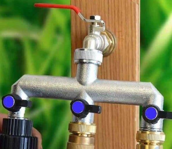 Rubinetto a 3 vie indipendenti e regolabili 3/4' per irrigazione e giardino - 4