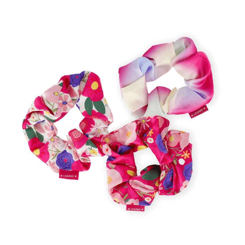 Legami - Beauty Set di 3 Elastici Fermacoda per Capelli in Tessuto Arricciato effetto satinato a tema Fiori (SCRU0002) - 2
