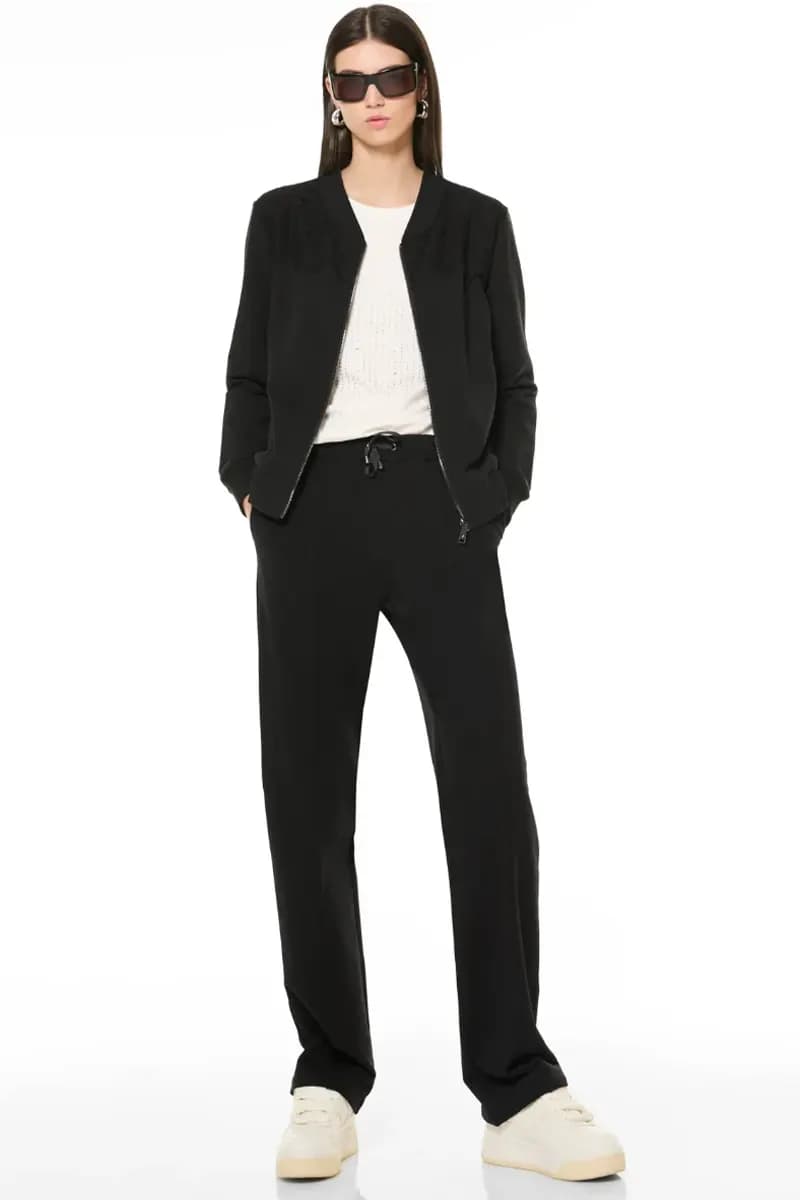VERDISSIMA | Felpa zip in cotone dettaglio pizzo - 2