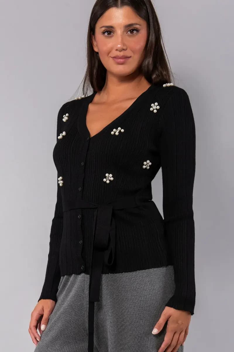 VERDISSIMA | Cardigan in viscosa con strass - 1
