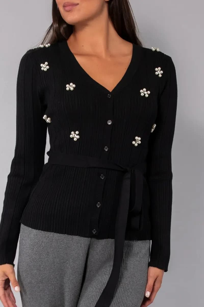 VERDISSIMA | Cardigan in viscosa con strass - 3