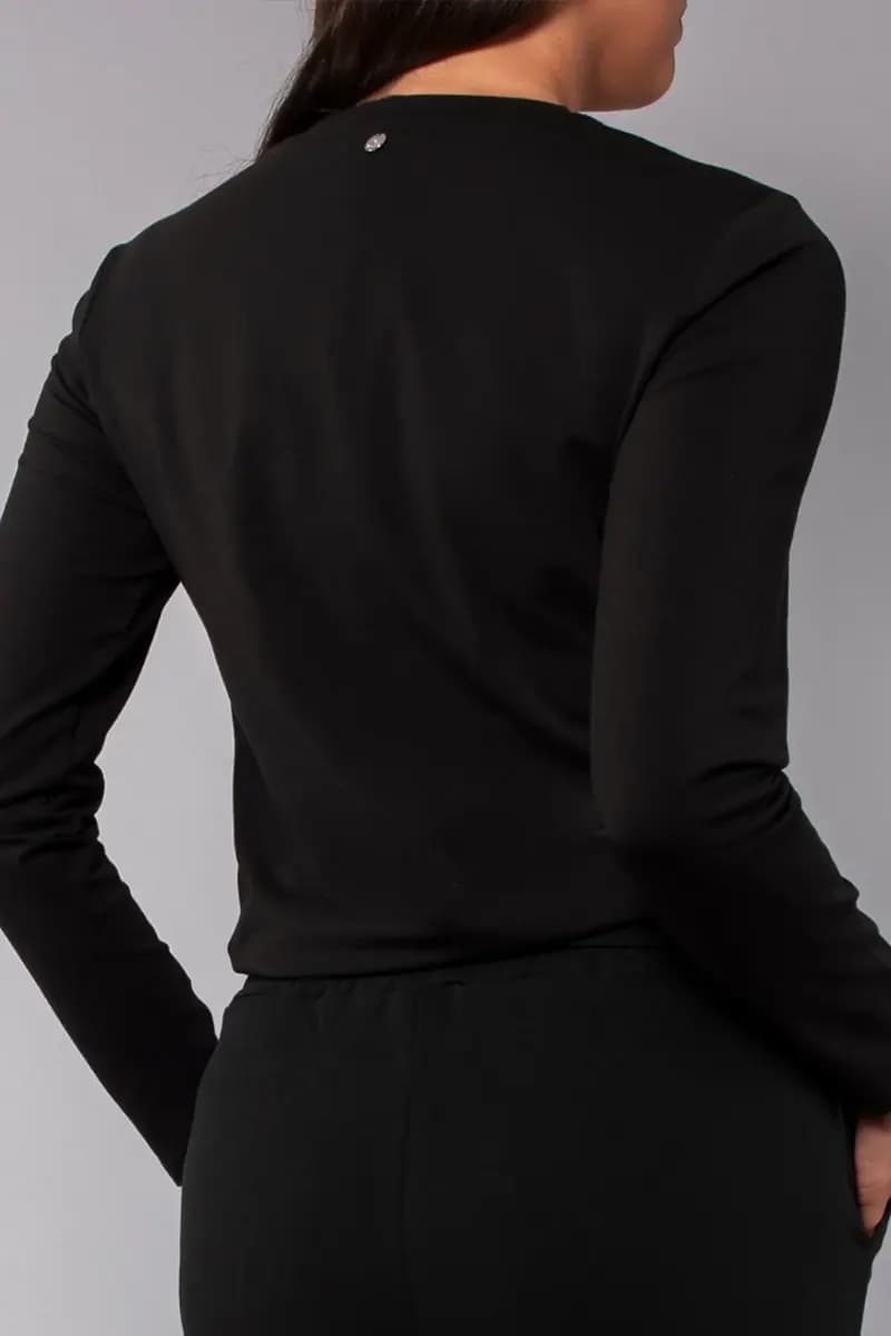 VERDISSIMA | Maglia in cotone con strass fiocco - 2