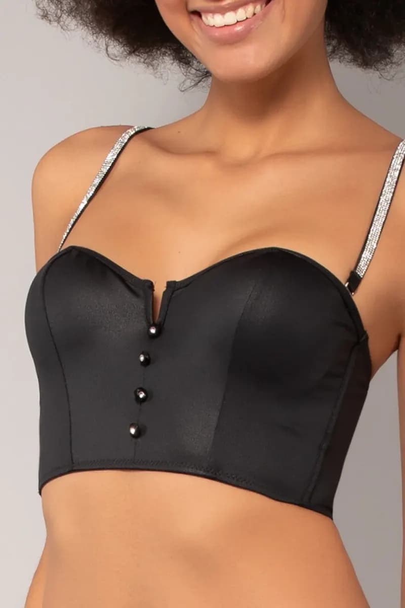 VERDISSIMA | Bustier imbottito con spalline gioiello - 6