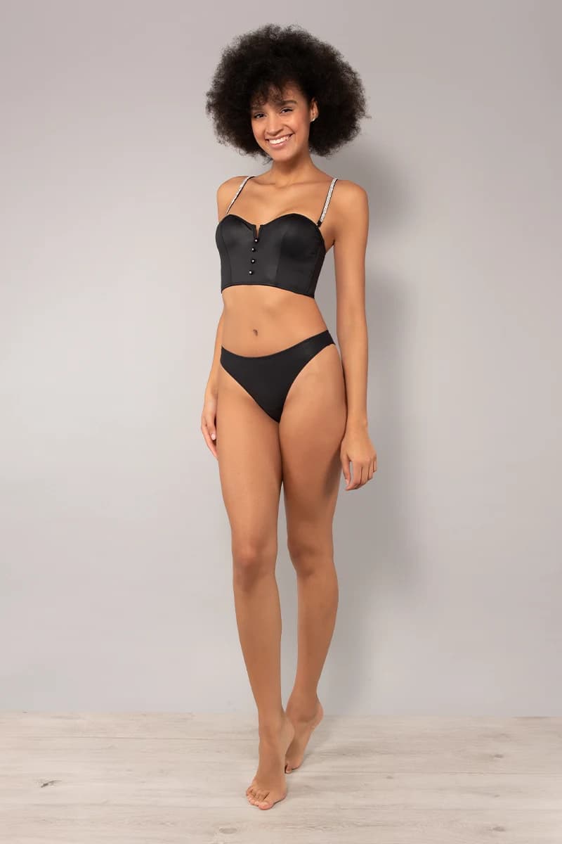 VERDISSIMA | Bustier imbottito con spalline gioiello - 4