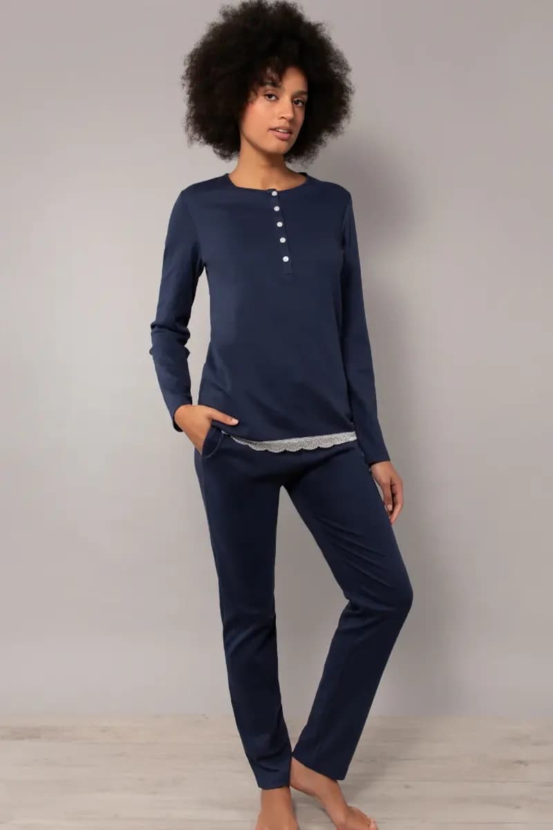 VERDISSIMA | Pigiama maglia manica lunga e pantalone serafino - 6