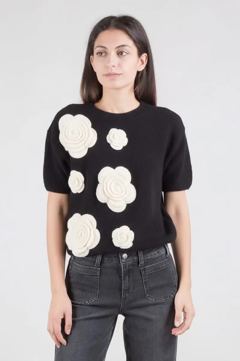 PHO Firenze | Maglia misto alpaca dettaglio fiori - 7