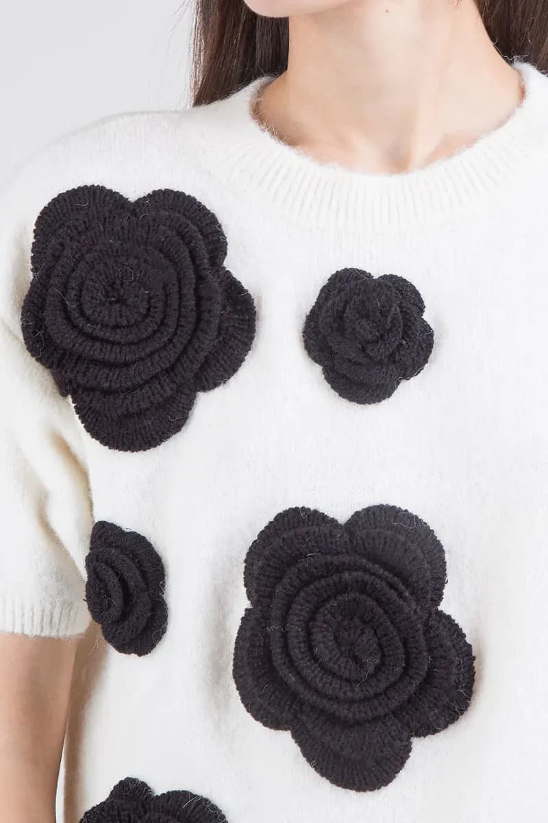 PHO Firenze | Maglia misto alpaca dettaglio fiori - 4