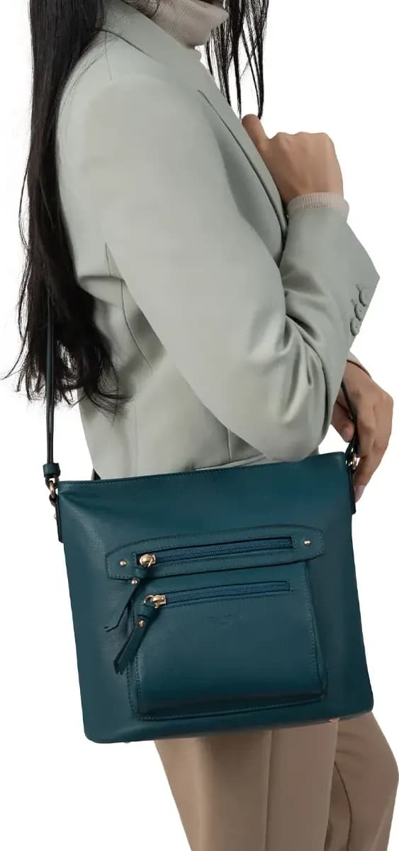 Hexagona - Borsa a spalla con tasche frontali