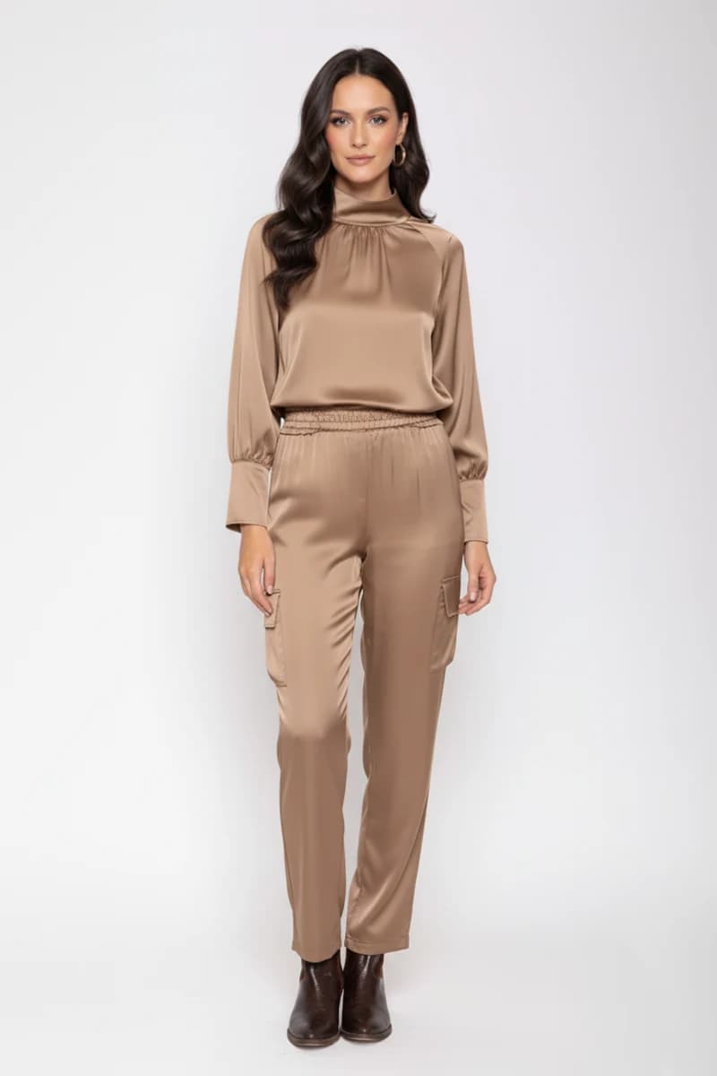 MOKI-B | Pantalone satin con elastico in vita - 3