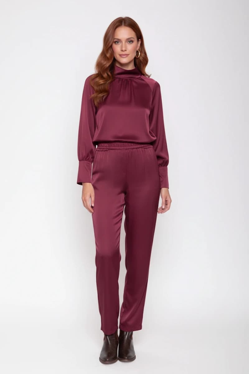 MOKI-B | Pantalone satin con elastico in vita - 4