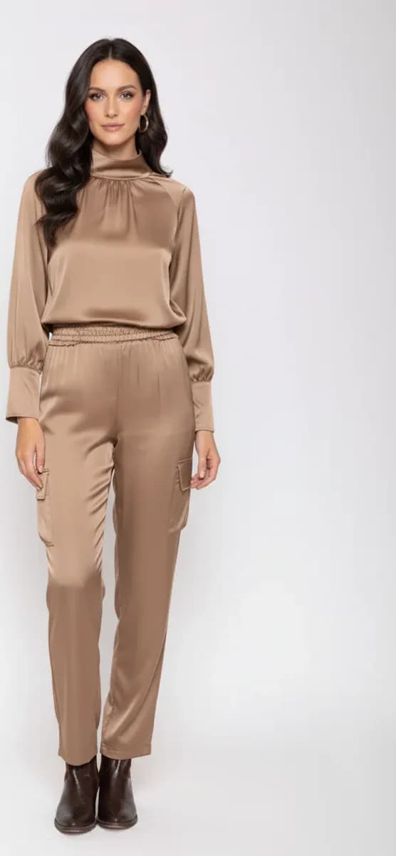 MOKI-B | Pantalone satin con elastico in vita - 2