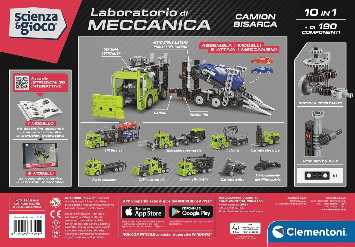 Clementoni  - Scienza e Gioco Laboratorio di Meccanica Camion Bisarca 19391 - 7