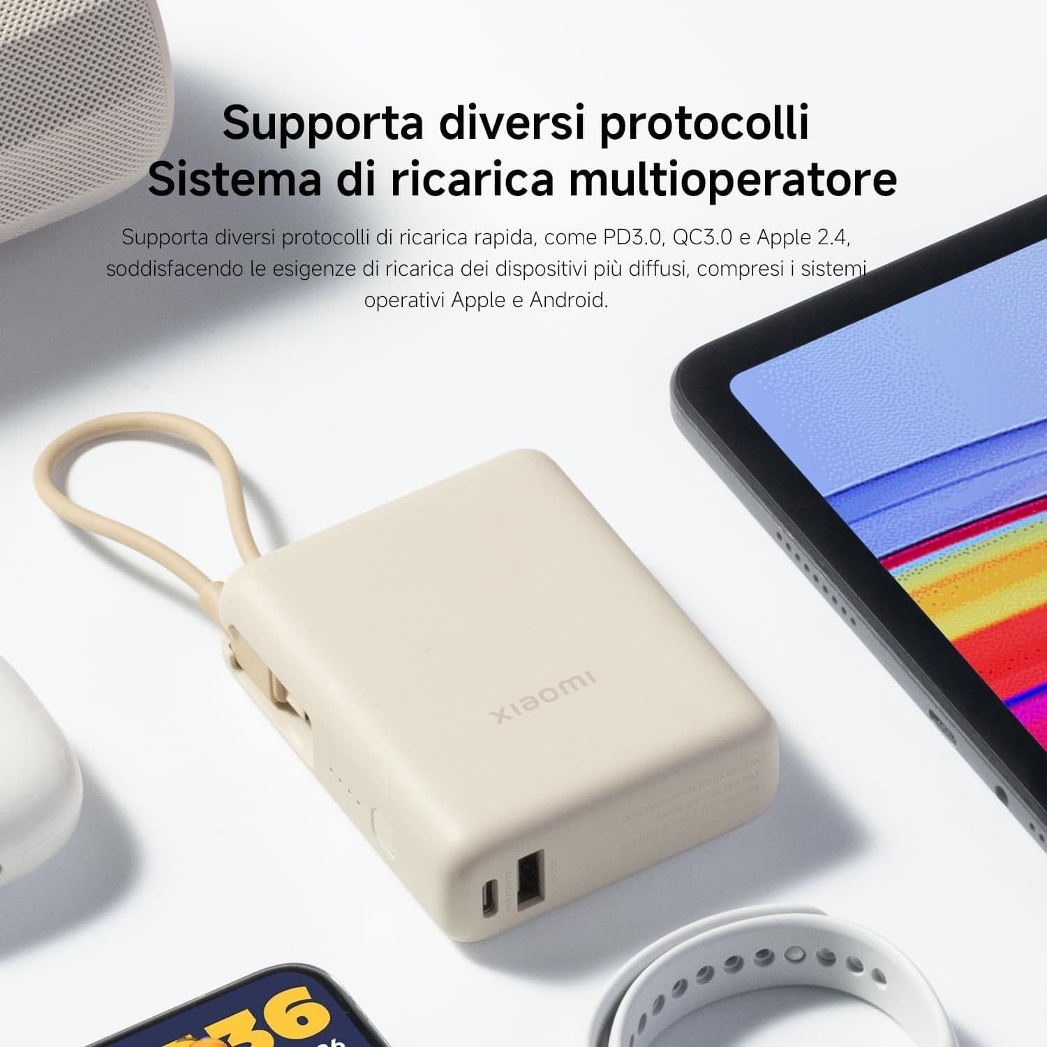 Xiaomi Powerbank 10000MAH 33W Cavo Integrato Usb-c Tan - 4