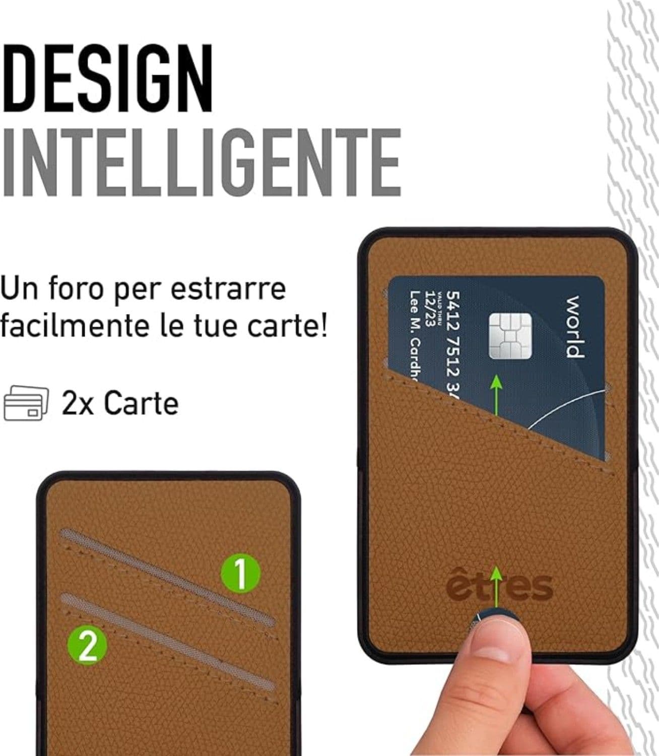 Etres Powerbank 5000mAh Wireless Magnetico con Portacarte Brown - 2