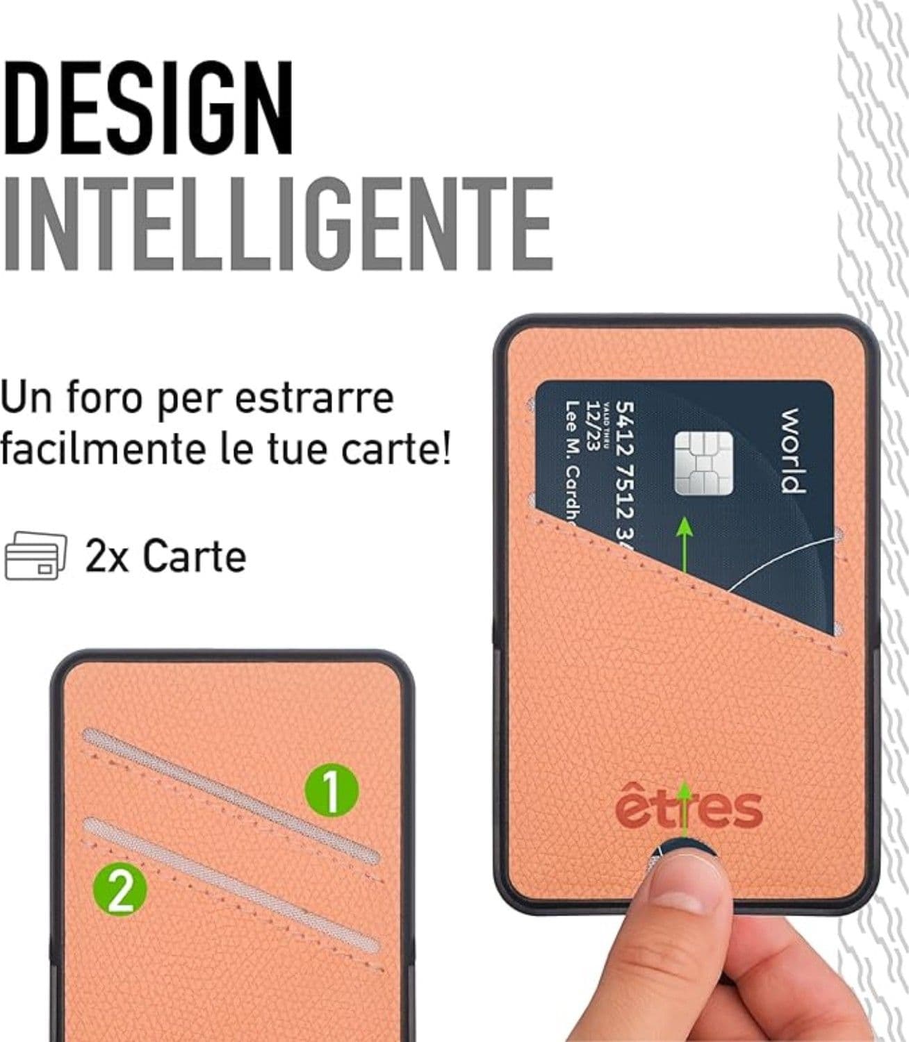 Etres Powerbank 5000mAh Wireless Magnetico con Portacarte Pink - 2