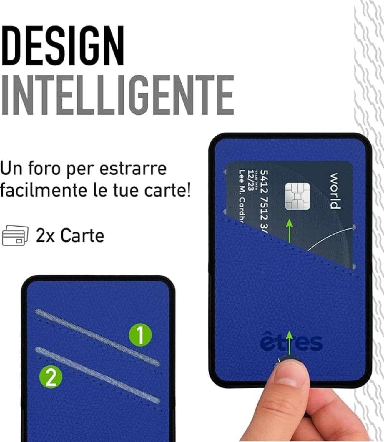 Etres Powerbank 5000mAh Wireless Magnetico con Portacarte Blue - 2