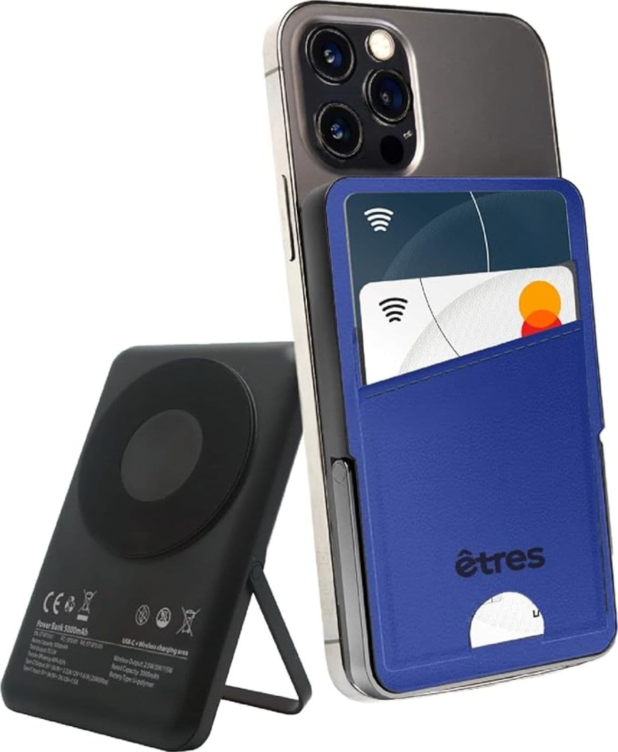 Etres Powerbank 5000mAh Wireless Magnetico con Portacarte Blue - 3