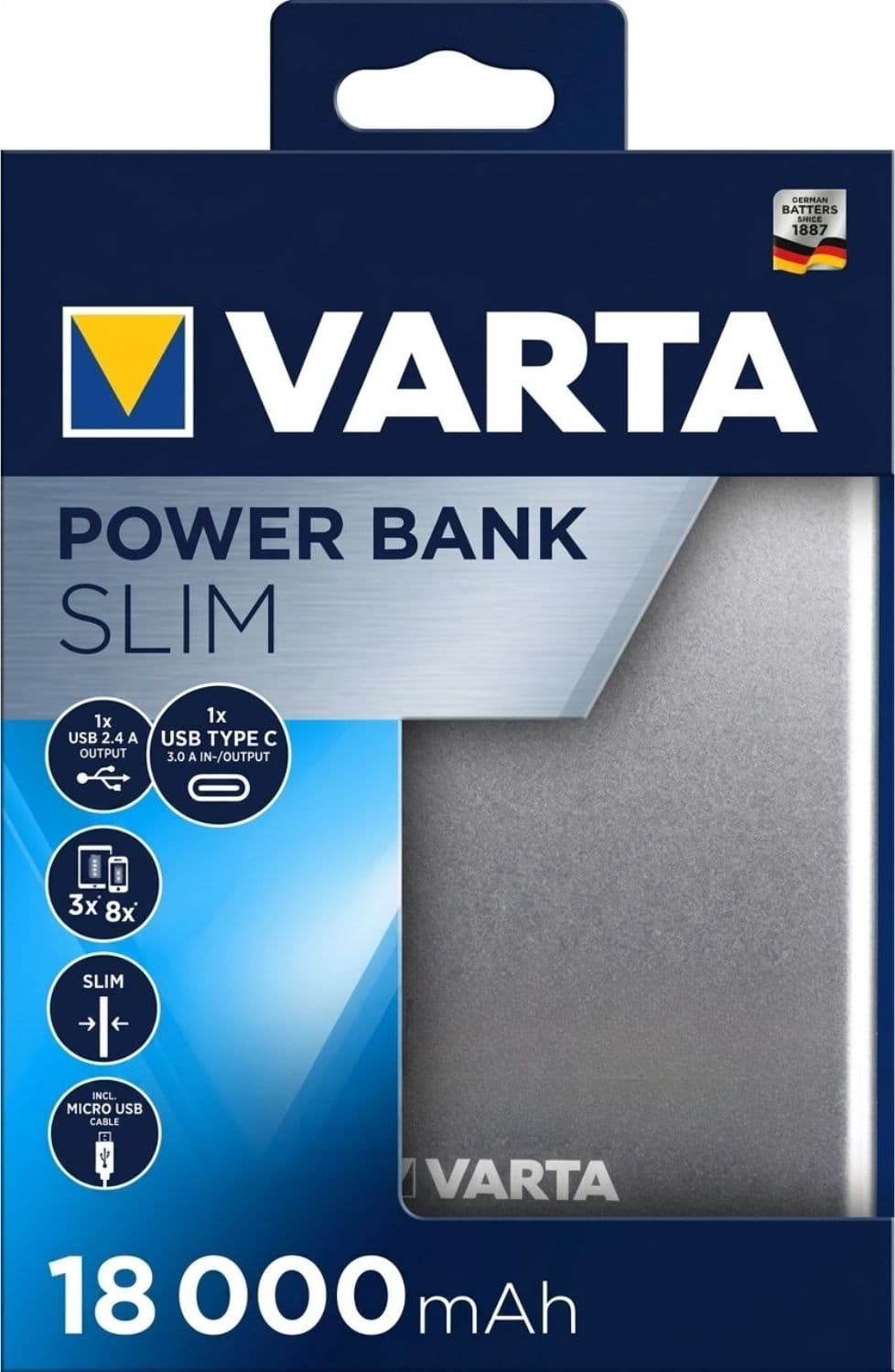 Varta Power Bank 18000mAh Slim 1 USB-C 1 USB-A 1 MICRO-USB - 2